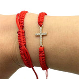 12Pcs Red Rope Cross Bracelet Hand-Woven for Men and Women