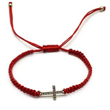 12Pcs Red Rope Cross Bracelet Hand-Woven for Men and Women