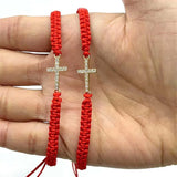 12Pcs Red Rope Cross Bracelet Hand-Woven for Men and Women