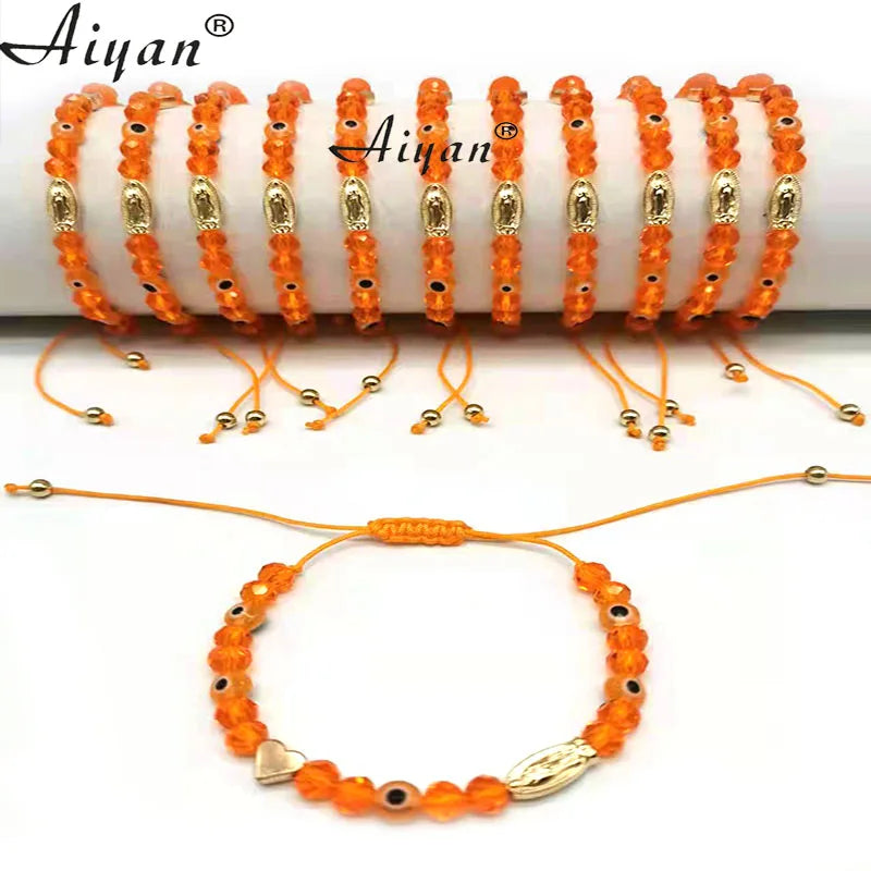 Religious Mary And St.Jude Bracelet With Crystal Heart