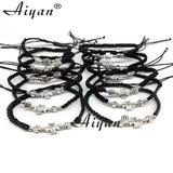 Set of 12 Alloy Cross Woven Bracelets with Red Threads for Prayer