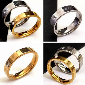 4mm 6mm Forever Love Couple Rings Stainless Steel Wedding Bands CZ