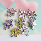 80Pcs 12X18MM Colorful Alloy Pendant Flower Charms DIY Jewelry Making