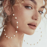 Large Hoop Earrings Stainless Steel Pearl Statement Jewelry