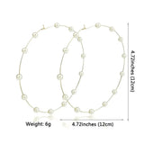 Large Hoop Earrings Stainless Steel Pearl Statement Jewelry