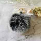 12cm Fluffy Fox Fur Ball PomPom Keychain Bag Charm 14 Colors F314