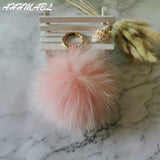 12cm Fluffy Fox Fur Ball PomPom Keychain Bag Charm 14 Colors F314