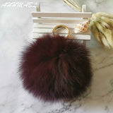 12cm Fluffy Fox Fur Ball PomPom Keychain Bag Charm 14 Colors F314