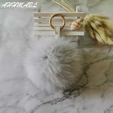 12cm Fluffy Fox Fur Ball PomPom Keychain Bag Charm 14 Colors F314