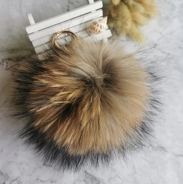 12cm Fluffy Fox Fur Ball PomPom Keychain Bag Charm 14 Colors F314