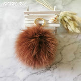 12cm Fluffy Fox Fur Ball PomPom Keychain Bag Charm 14 Colors F314