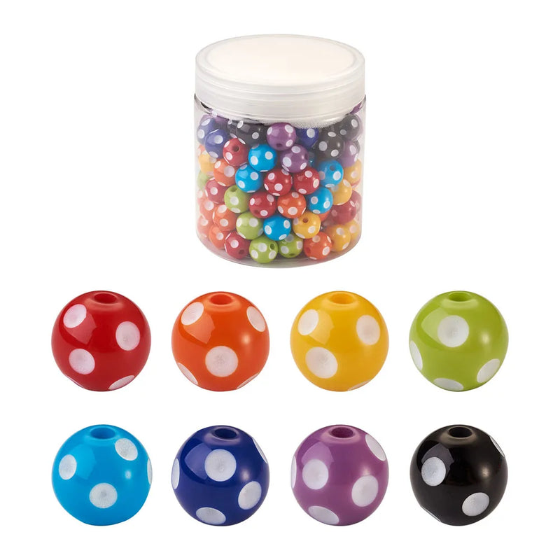 Chunky Resin Polka Dot Beads Mixed Round Ball Beads For DIY Jewelry Making