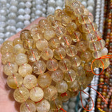 12mm 14mm 16mm Citrine Crystal Stone Beads Natural Gemstone Strand