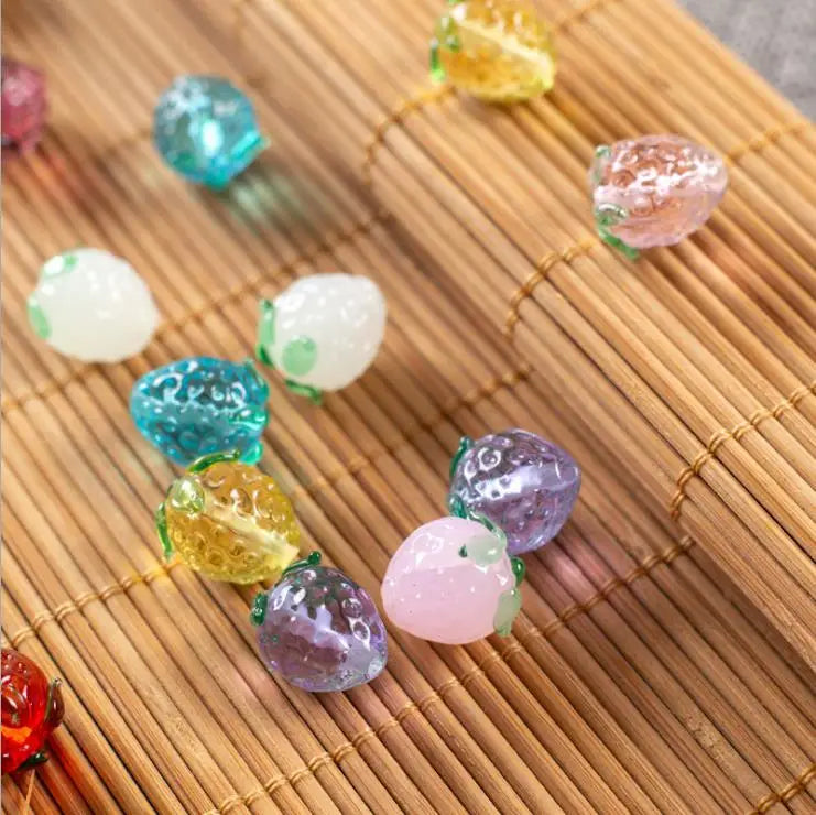 12mm*15mm Lampwork Glass Strawberry Beads Multi-color DIY Jewelry