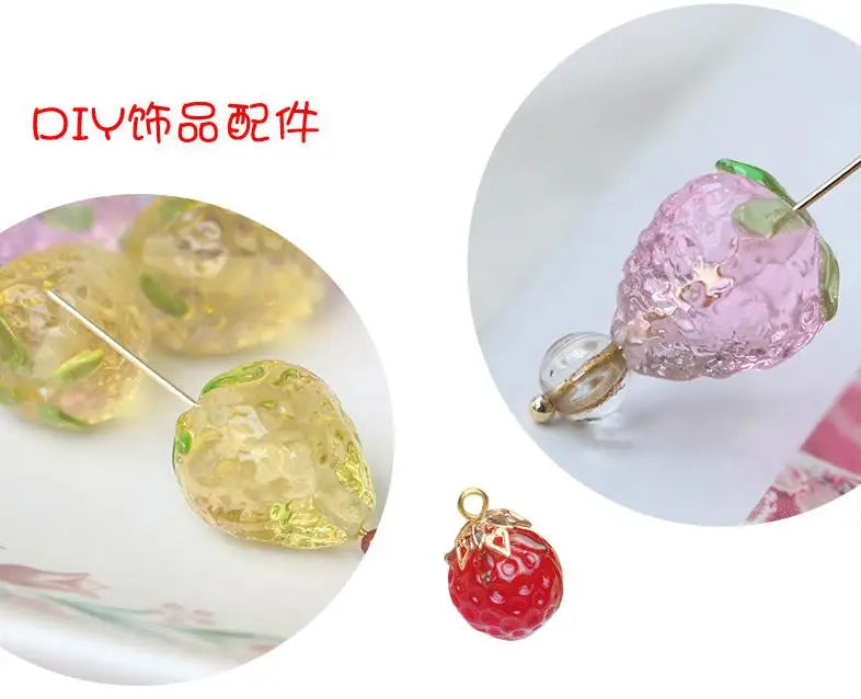 12mm*15mm Lampwork Glass Strawberry Beads Multi-color DIY Jewelry