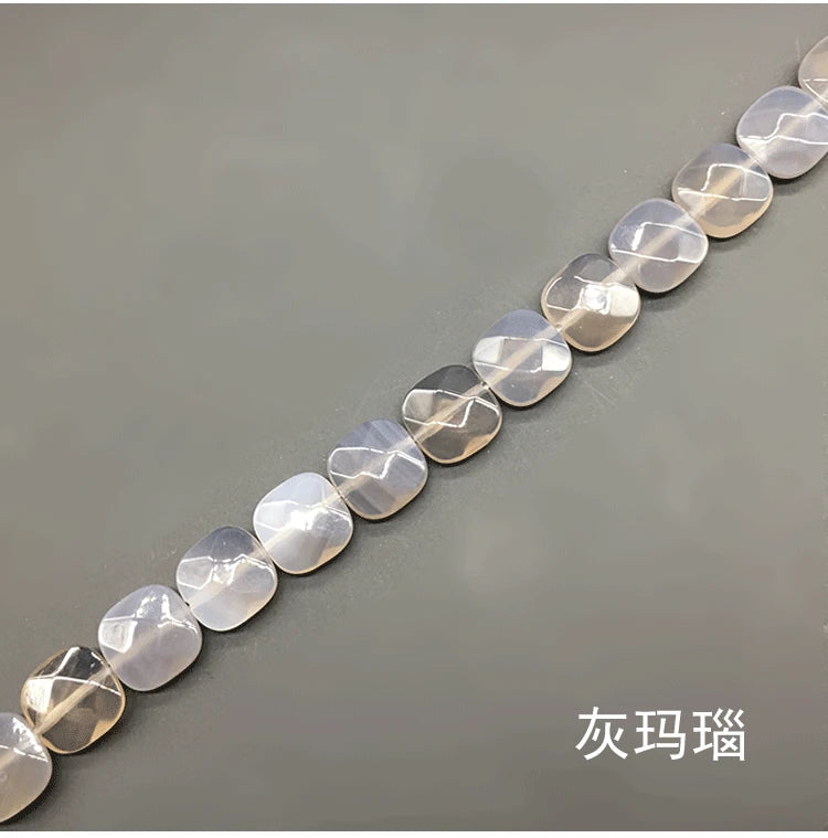 12mm 16Pcs Natural Stone Loose Beads Square 18 Colors DIY Necklace