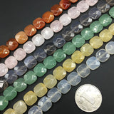 12mm 16Pcs Natural Stone Loose Beads Square 18 Colors DIY Necklace