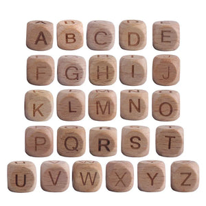 12mm 20Pcs Beech Letter Wooden Beads DIY Kids Pacifier Chain