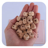 12mm 20Pcs Beech Letter Wooden Beads DIY Kids Pacifier Chain