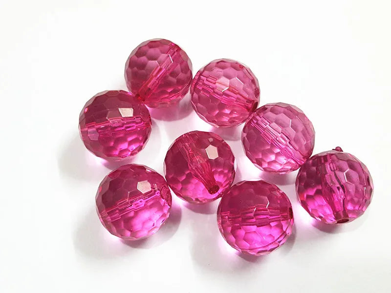 Hotpink Transparent Acrylic Faceted Beads 480pcs 12mm 105pcs 20mm