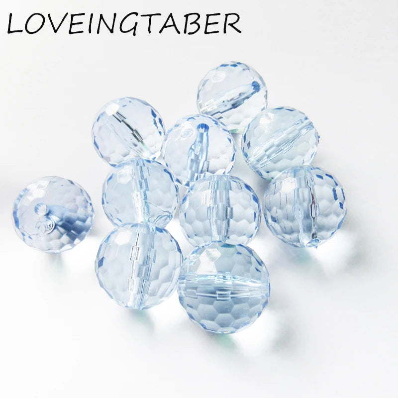 Transparent Sky Acrylic Faceted Beads, 480pcs 12mm, 105pcs 20mm