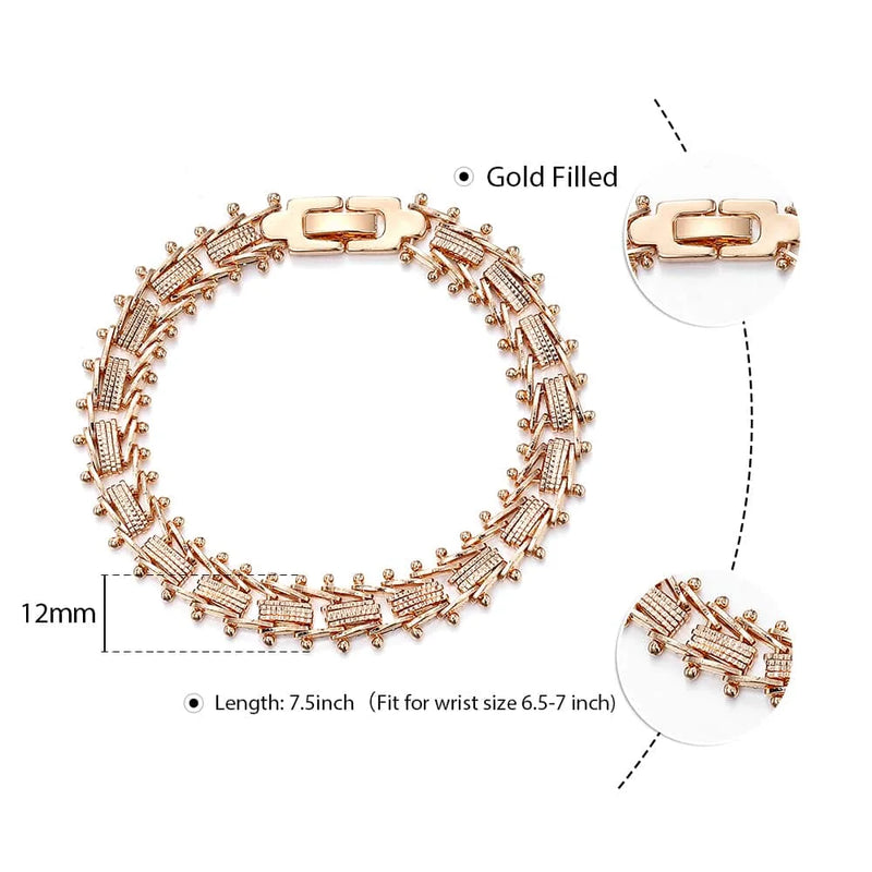 12mm Rose Womens Geometric Chain Strand Bracelet Wedding Jewelry