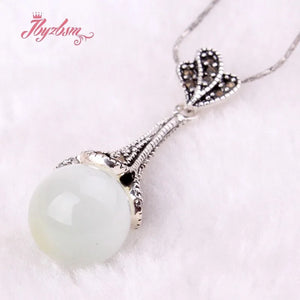 12mm Ball Stone Tibetan Silver Marcasite Necklace Pendant Charm