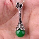12mm Ball Stone Tibetan Silver Marcasite Necklace Pendant Charm