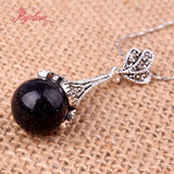 12mm Ball Stone Tibetan Silver Marcasite Necklace Pendant Charm