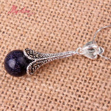 12mm Ball Stone Tibetan Silver Marcasite Necklace Pendant Charm