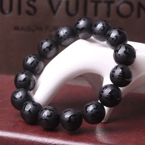 12mm Chalcedony Dull-Polish Beads OM Mani Padme Hum Buddhist Bracelet