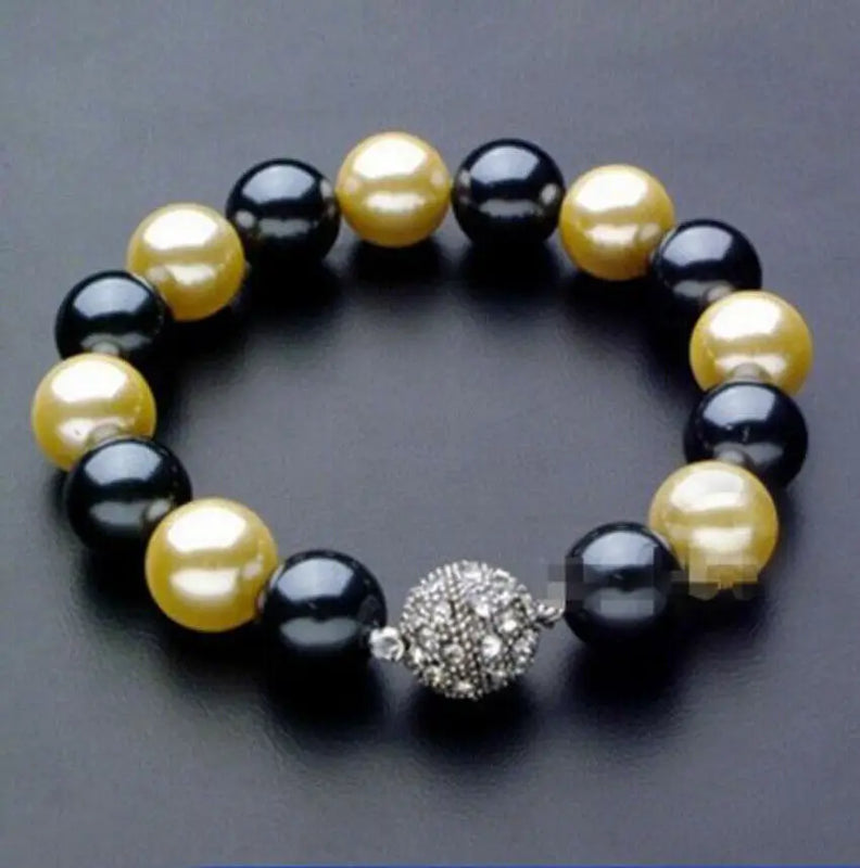 12mm Yellow South Sea Shell Pearl Bracelet 7.5''