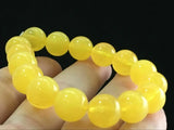 12mm Natural Mexican Yellow Amber Beeswax Bead Bracelet