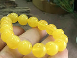 12mm Natural Mexican Yellow Amber Beeswax Bead Bracelet