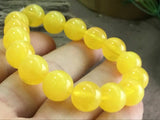 12mm Natural Mexican Yellow Amber Beeswax Bead Bracelet
