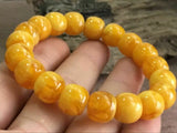 12mm Natural Mexican Yellow Amber Beeswax Beads Bracelet