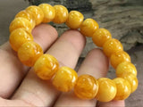 12mm Natural Mexican Yellow Amber Beeswax Beads Bracelet