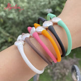 12mm Freshwater Pearl Sport Rubber Bracelet Waterproof Bangle for Women