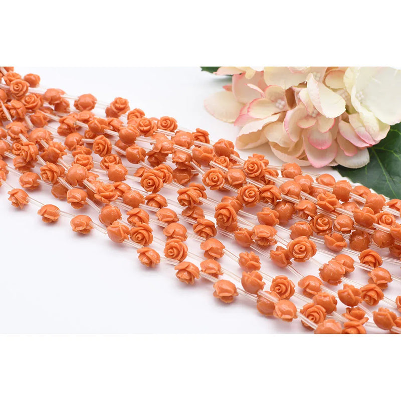 12mm Dark Orange Rose Flower Resin Stone DIY Jewelry Making
