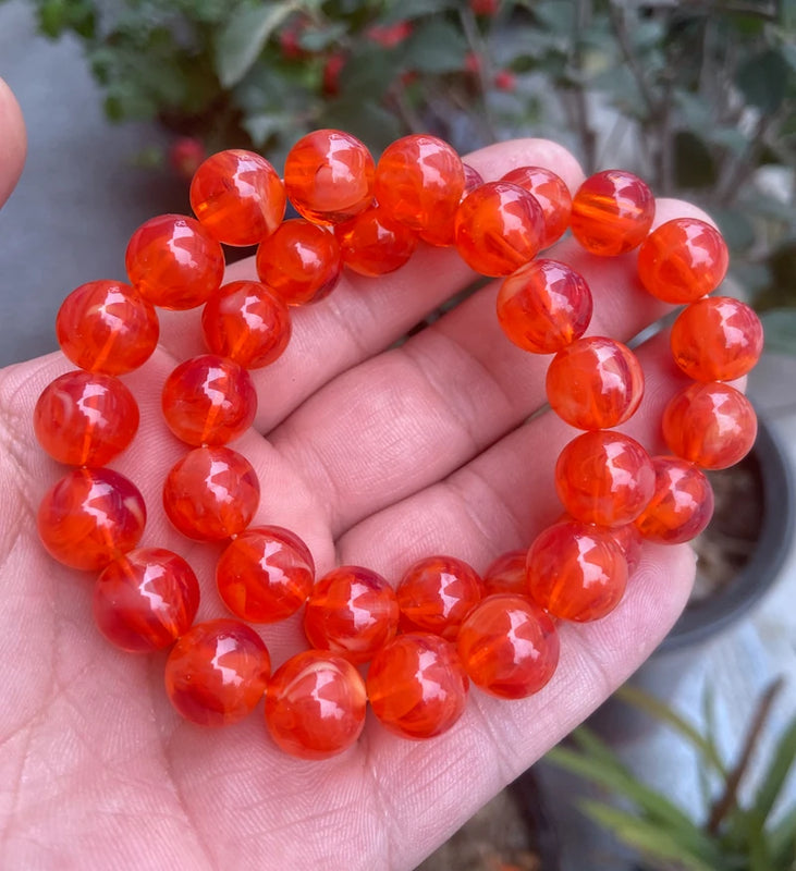 12mm Blood Amber Beeswax Abacus Beads Bracelet