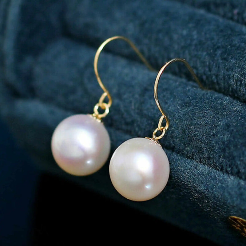 12mm South Sea Shell Pearl Earrings Classic Wedding FOOL'S Freshwater