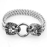 Stainless Steel Lion Head Mens Bracelet Bangle 8.66inch