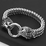 Stainless Steel Lion Head Mens Bracelet Bangle 8.66inch