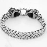 Stainless Steel Lion Head Mens Bracelet Bangle 8.66inch