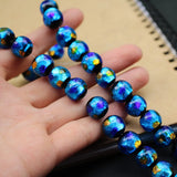 12mm Lampwork Glass Beads Dark Ocean with Orange Dots Round Beads