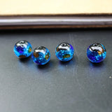 12mm Lampwork Glass Beads Dark Ocean with Orange Dots Round Beads