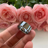 12mm Tungsten Carbide Wedding Ring Flat Band Polished Finish