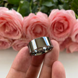 12mm Tungsten Carbide Wedding Ring Flat Band Polished Finish