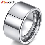 12mm Tungsten Carbide Wedding Ring Flat Band Polished Finish