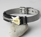 12mm Mens Stainless Steel Mesh Belt Cross Charm Christian Bracelet